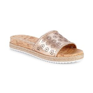 New in Box Jack Rogers Rose Gold Espadrille Slides